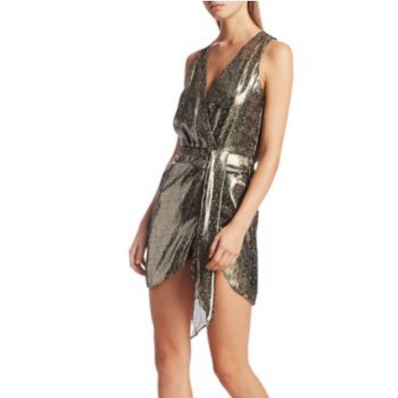 Ramy Brook Gabriela Metallic Silk Dress Draped - Picture 5 of 9